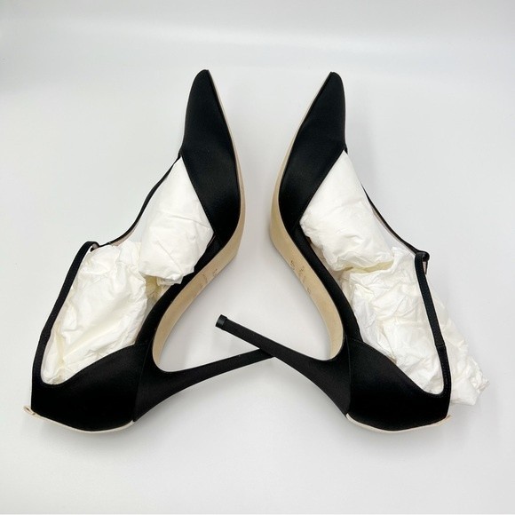 SJP Sarah Jessica Parker Taylor Black T-Strap Stiletto Point Toe Heels Pumps NEW - Picture 8 of 16